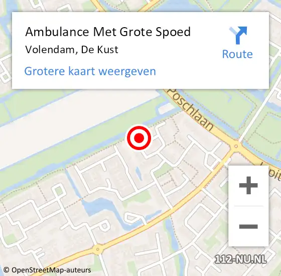 Locatie op kaart van de 112 melding: Ambulance Met Grote Spoed Naar Volendam, De Kust op 9 juni 2024 14:10