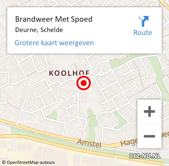 Locatie op kaart van de 112 melding: Brandweer Met Spoed Naar Deurne, Schelde op 9 juni 2024 14:26