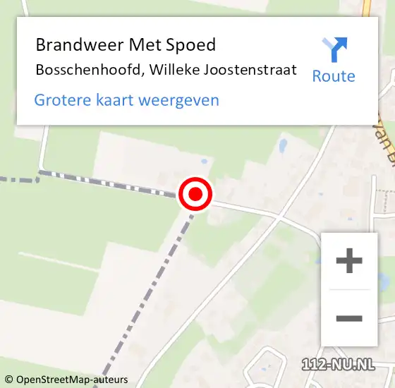 Locatie op kaart van de 112 melding: Brandweer Met Spoed Naar Bosschenhoofd, Willeke Joostenstraat op 9 juni 2024 14:43