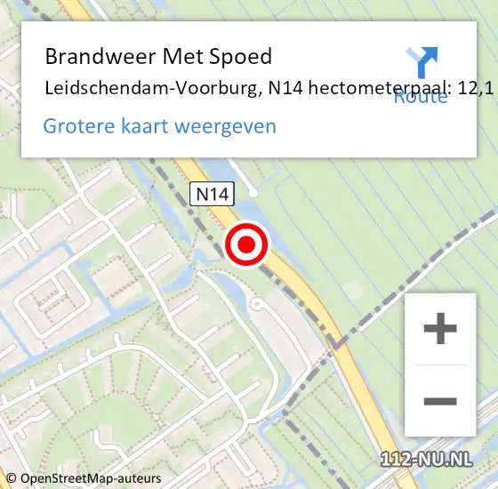Locatie op kaart van de 112 melding: Brandweer Met Spoed Naar Leidschendam-Voorburg, N14 hectometerpaal: 12,1 op 9 juni 2024 14:52