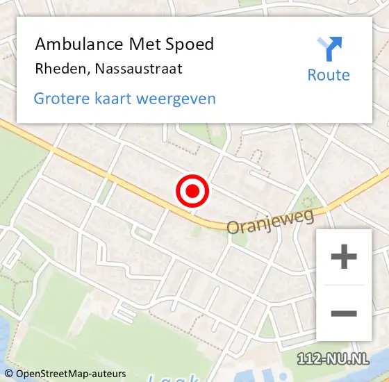 Locatie op kaart van de 112 melding: Ambulance Met Spoed Naar Rheden, Nassaustraat op 17 oktober 2013 04:20