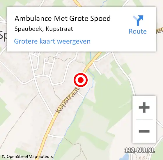 Locatie op kaart van de 112 melding: Ambulance Met Grote Spoed Naar Spaubeek, Kupstraat op 8 oktober 2014 21:39