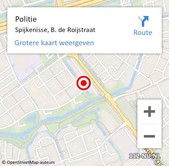 Locatie op kaart van de 112 melding: Politie Spijkenisse, B. de Roijstraat op 9 juni 2024 15:02