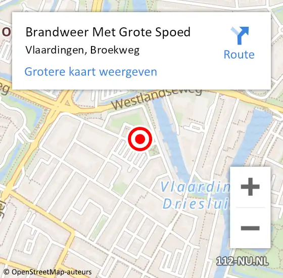 Locatie op kaart van de 112 melding: Brandweer Met Grote Spoed Naar Vlaardingen, Broekweg op 9 juni 2024 15:03