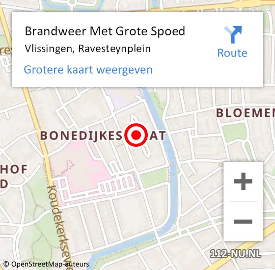 Locatie op kaart van de 112 melding: Brandweer Met Grote Spoed Naar Vlissingen, Ravesteynplein op 9 juni 2024 15:13