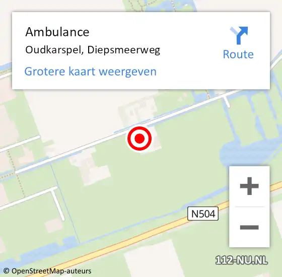 Locatie op kaart van de 112 melding: Ambulance Oudkarspel, Diepsmeerweg op 9 juni 2024 15:16