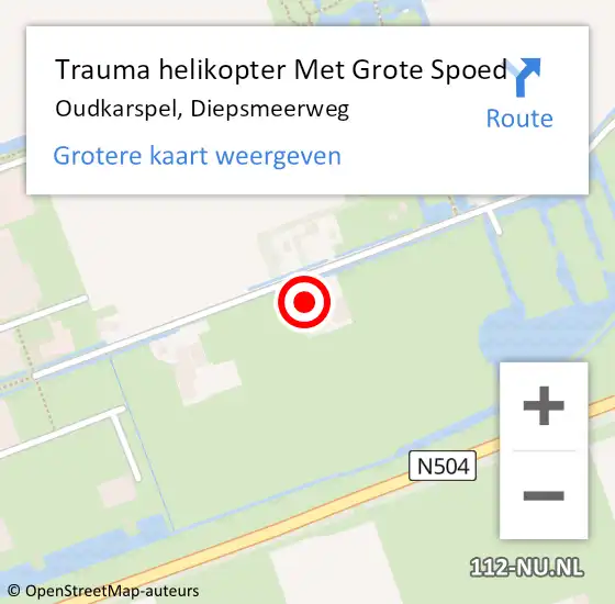 Locatie op kaart van de 112 melding: Trauma helikopter Met Grote Spoed Naar Oudkarspel, Diepsmeerweg op 9 juni 2024 15:18