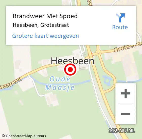 Locatie op kaart van de 112 melding: Brandweer Met Spoed Naar Heesbeen, Grotestraat op 9 juni 2024 15:18