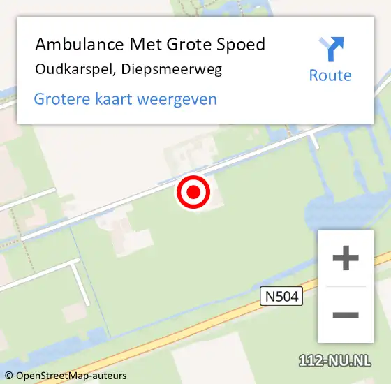 Locatie op kaart van de 112 melding: Ambulance Met Grote Spoed Naar Oudkarspel, Diepsmeerweg op 9 juni 2024 15:18