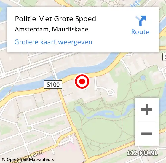 Locatie op kaart van de 112 melding: Politie Met Grote Spoed Naar Amsterdam, Mauritskade op 9 juni 2024 15:19