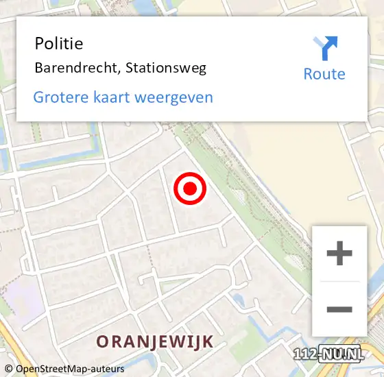 Locatie op kaart van de 112 melding: Politie Barendrecht, Stationsweg op 9 juni 2024 15:27