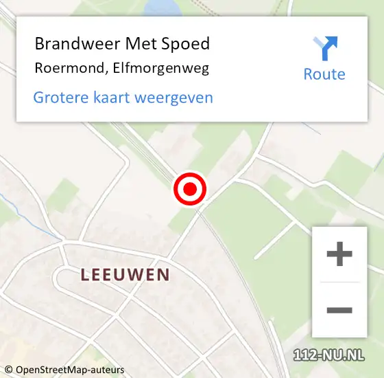 Locatie op kaart van de 112 melding: Brandweer Met Spoed Naar Roermond, Elfmorgenweg op 9 juni 2024 15:28