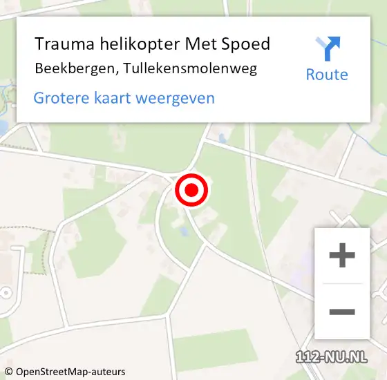 Locatie op kaart van de 112 melding: Trauma helikopter Met Spoed Naar Beekbergen, Tullekensmolenweg op 9 juni 2024 15:36