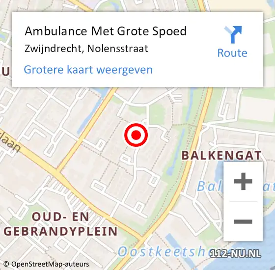 Locatie op kaart van de 112 melding: Ambulance Met Grote Spoed Naar Zwijndrecht, Nolensstraat op 9 juni 2024 15:37