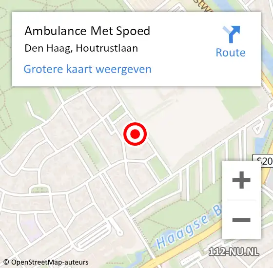 Locatie op kaart van de 112 melding: Ambulance Met Spoed Naar Den Haag, Houtrustlaan op 9 juni 2024 15:41