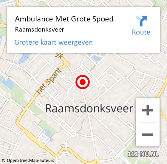 Locatie op kaart van de 112 melding: Ambulance Met Grote Spoed Naar Raamsdonksveer op 9 juni 2024 15:42