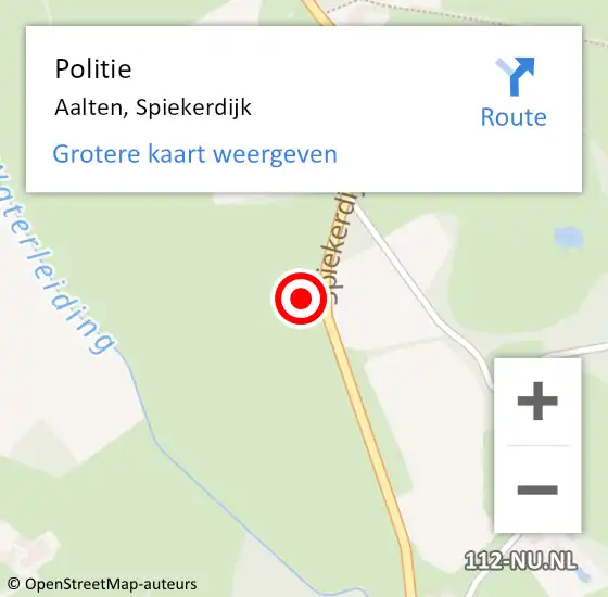 Locatie op kaart van de 112 melding: Politie Aalten, Spiekerdijk op 9 juni 2024 15:59