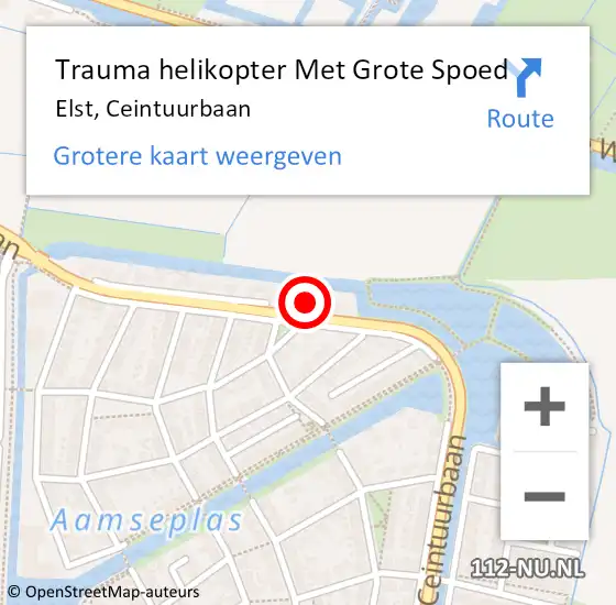 Locatie op kaart van de 112 melding: Trauma helikopter Met Grote Spoed Naar Elst, Ceintuurbaan op 9 juni 2024 16:15