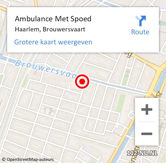 Locatie op kaart van de 112 melding: Ambulance Met Spoed Naar Haarlem, Brouwersvaart op 9 juni 2024 16:17