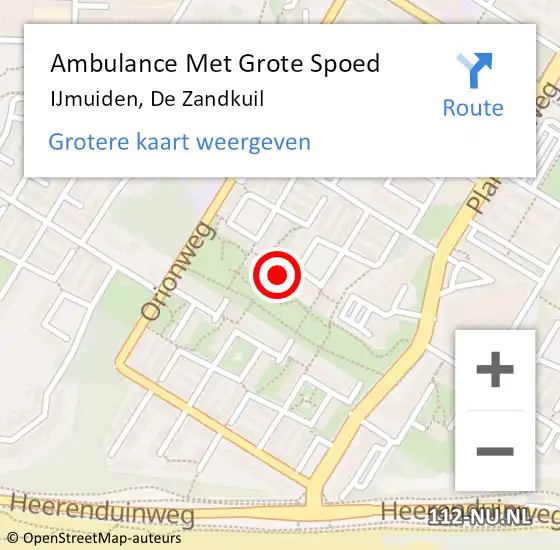 Locatie op kaart van de 112 melding: Ambulance Met Grote Spoed Naar IJmuiden, De Zandkuil op 9 juni 2024 16:32