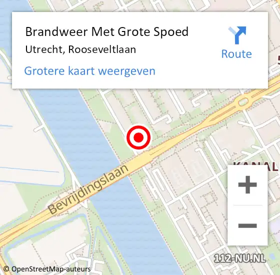 Locatie op kaart van de 112 melding: Brandweer Met Grote Spoed Naar Utrecht, Rooseveltlaan op 9 juni 2024 16:37