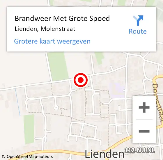 Locatie op kaart van de 112 melding: Brandweer Met Grote Spoed Naar Lienden, Molenstraat op 9 juni 2024 16:45