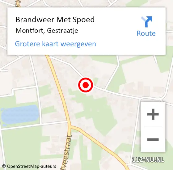 Locatie op kaart van de 112 melding: Brandweer Met Spoed Naar Montfort, Gestraatje op 9 juni 2024 16:50