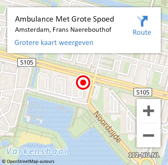 Locatie op kaart van de 112 melding: Ambulance Met Grote Spoed Naar Amsterdam, Frans Naerebouthof op 9 juni 2024 16:55