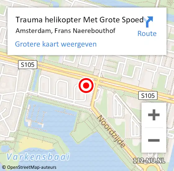 Locatie op kaart van de 112 melding: Trauma helikopter Met Grote Spoed Naar Amsterdam, Frans Naerebouthof op 9 juni 2024 16:58