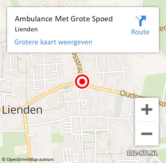 Locatie op kaart van de 112 melding: Ambulance Met Grote Spoed Naar Lienden op 9 juni 2024 17:00