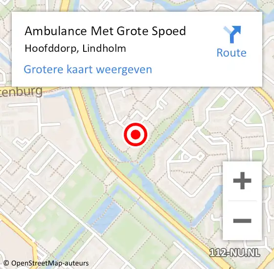 Locatie op kaart van de 112 melding: Ambulance Met Grote Spoed Naar Hoofddorp, Lindholm op 9 juni 2024 17:30