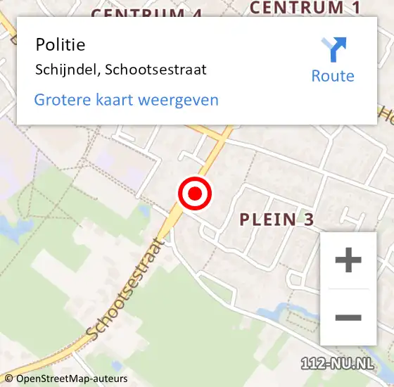 Locatie op kaart van de 112 melding: Politie Schijndel, Schootsestraat op 9 juni 2024 17:44