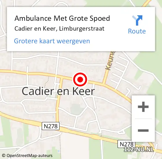 Locatie op kaart van de 112 melding: Ambulance Met Grote Spoed Naar Cadier en Keer, Limburgerstraat op 8 oktober 2014 22:16