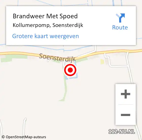 Locatie op kaart van de 112 melding: Brandweer Met Spoed Naar Kollumerpomp, Soensterdijk op 9 juni 2024 18:29