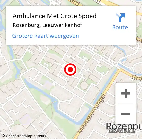 Locatie op kaart van de 112 melding: Ambulance Met Grote Spoed Naar Rozenburg, Leeuwerikenhof op 9 juni 2024 18:37