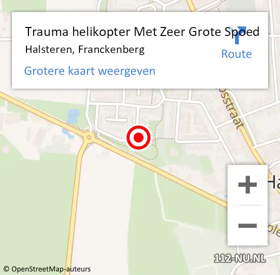 Locatie op kaart van de 112 melding: Trauma helikopter Met Zeer Grote Spoed Naar Halsteren, Franckenberg op 9 juni 2024 19:17