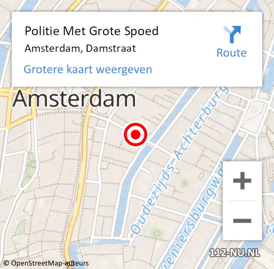 Locatie op kaart van de 112 melding: Politie Met Grote Spoed Naar Amsterdam, Damstraat op 9 juni 2024 19:18