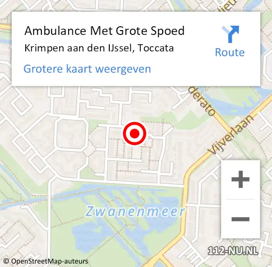 Locatie op kaart van de 112 melding: Ambulance Met Grote Spoed Naar Krimpen aan den IJssel, Toccata op 9 juni 2024 19:19