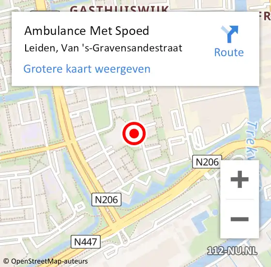 Locatie op kaart van de 112 melding: Ambulance Met Spoed Naar Leiden, Van 's-Gravensandestraat op 9 juni 2024 19:23