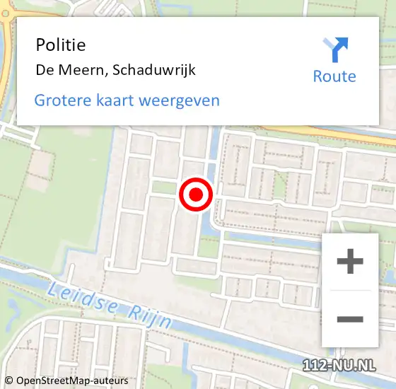 Locatie op kaart van de 112 melding: Politie De Meern, Schaduwrijk op 9 juni 2024 19:38