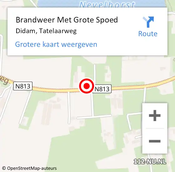 Locatie op kaart van de 112 melding: Brandweer Met Grote Spoed Naar Didam, Tatelaarweg op 9 juni 2024 19:49