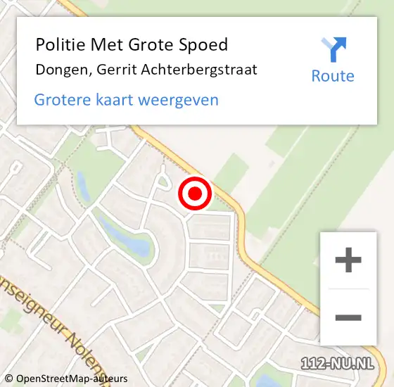 Locatie op kaart van de 112 melding: Politie Met Grote Spoed Naar Dongen, Gerrit Achterbergstraat op 9 juni 2024 19:57