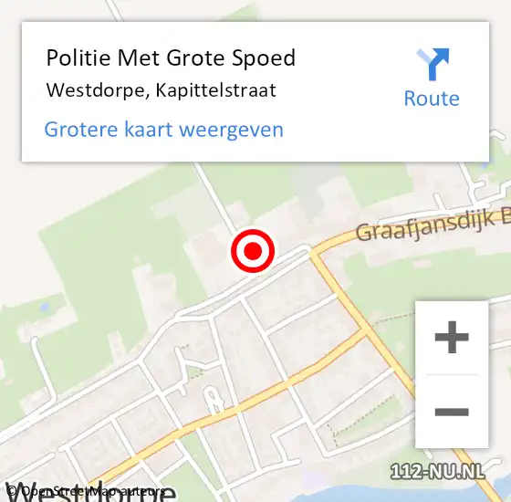 Locatie op kaart van de 112 melding: Politie Met Grote Spoed Naar Westdorpe, Kapittelstraat op 9 juni 2024 20:26