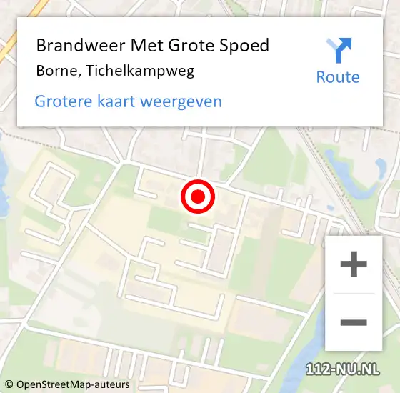 Locatie op kaart van de 112 melding: Brandweer Met Grote Spoed Naar Borne, Tichelkampweg op 9 juni 2024 20:45