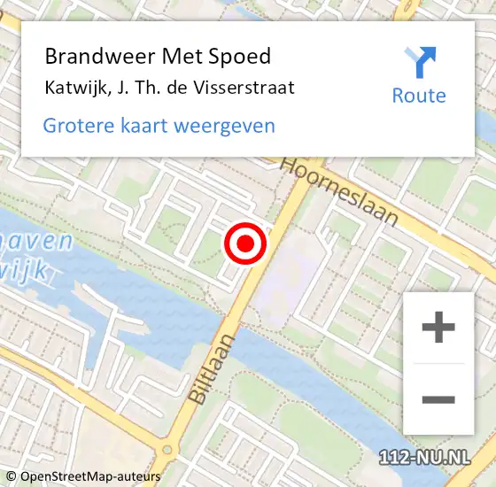 Locatie op kaart van de 112 melding: Brandweer Met Spoed Naar Katwijk, J. Th. de Visserstraat op 9 juni 2024 20:49