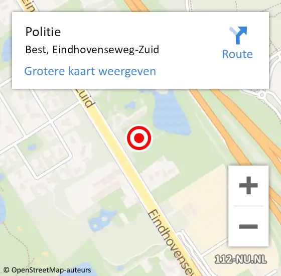 Locatie op kaart van de 112 melding: Politie Best, Eindhovenseweg-Zuid op 9 juni 2024 20:58