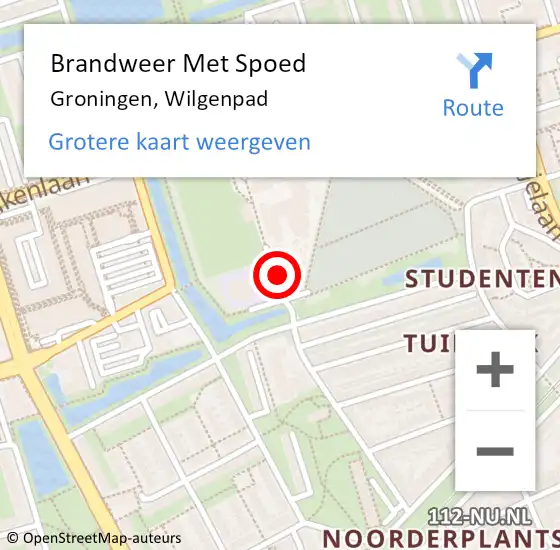 Locatie op kaart van de 112 melding: Brandweer Met Spoed Naar Groningen, Wilgenpad op 9 juni 2024 21:01