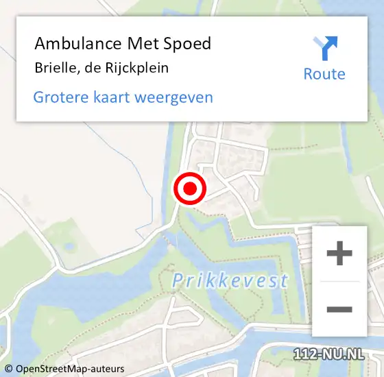 Locatie op kaart van de 112 melding: Ambulance Met Spoed Naar Brielle, de Rijckplein op 9 juni 2024 21:17