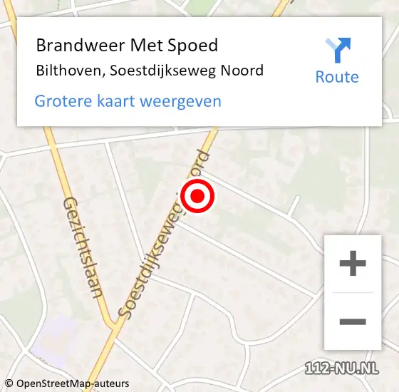 Locatie op kaart van de 112 melding: Brandweer Met Spoed Naar Bilthoven, Soestdijkseweg Noord op 9 juni 2024 21:50