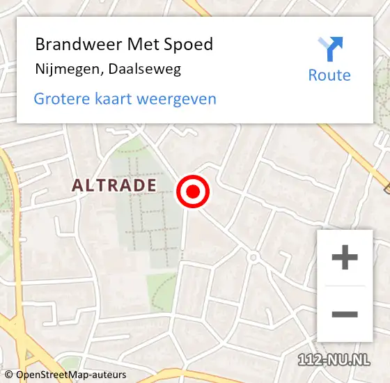 Locatie op kaart van de 112 melding: Brandweer Met Spoed Naar Nijmegen, Daalseweg op 9 juni 2024 22:18